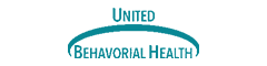 A logo for united behavioral health is shown on a white background.