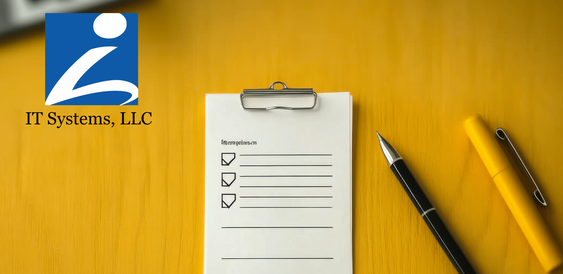 A clipboard with a checklist on it next to a pen and pencil