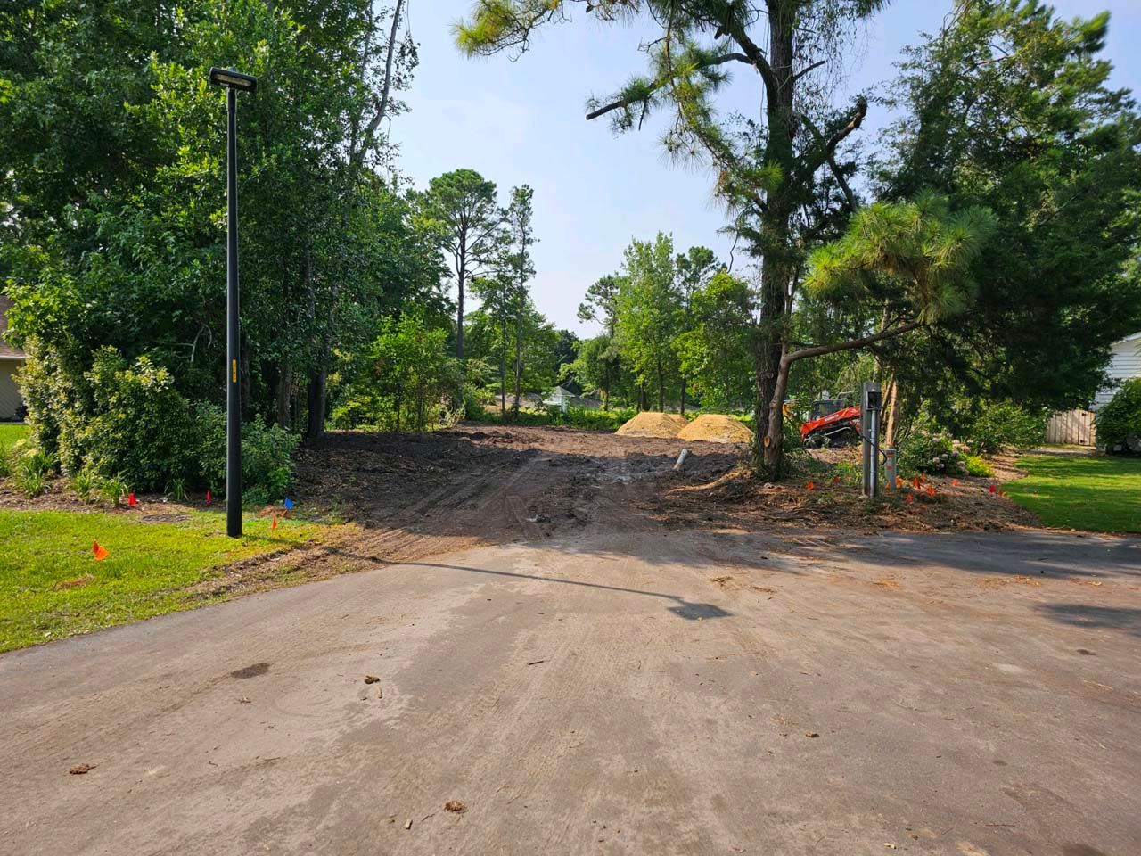 A dirt road with a lot of trees on the side of it