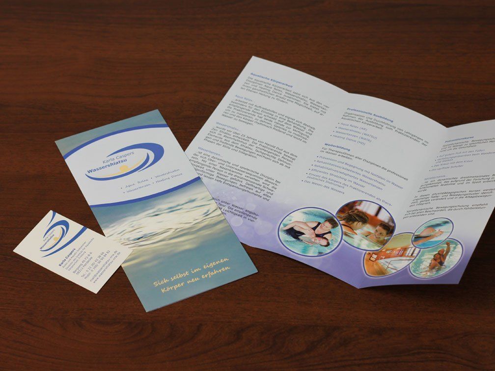 Gestaltung und Druck Faltflyer Wassershiatsu
