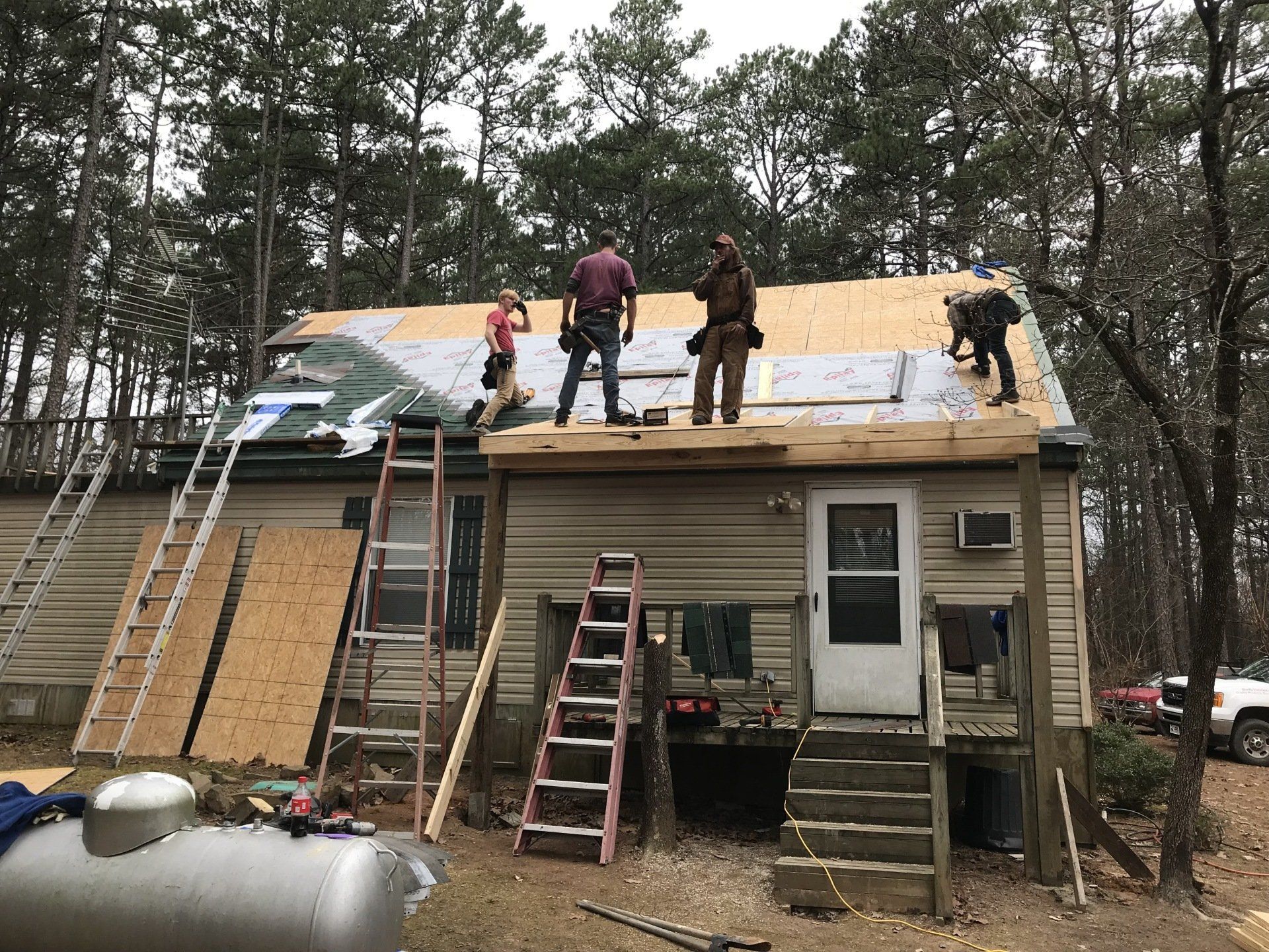 cabin roof replacement in progress 3