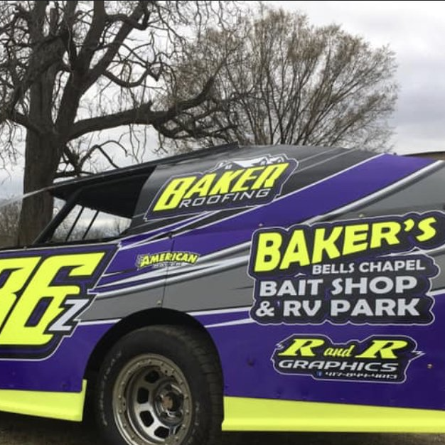 baker roofing sponsored car