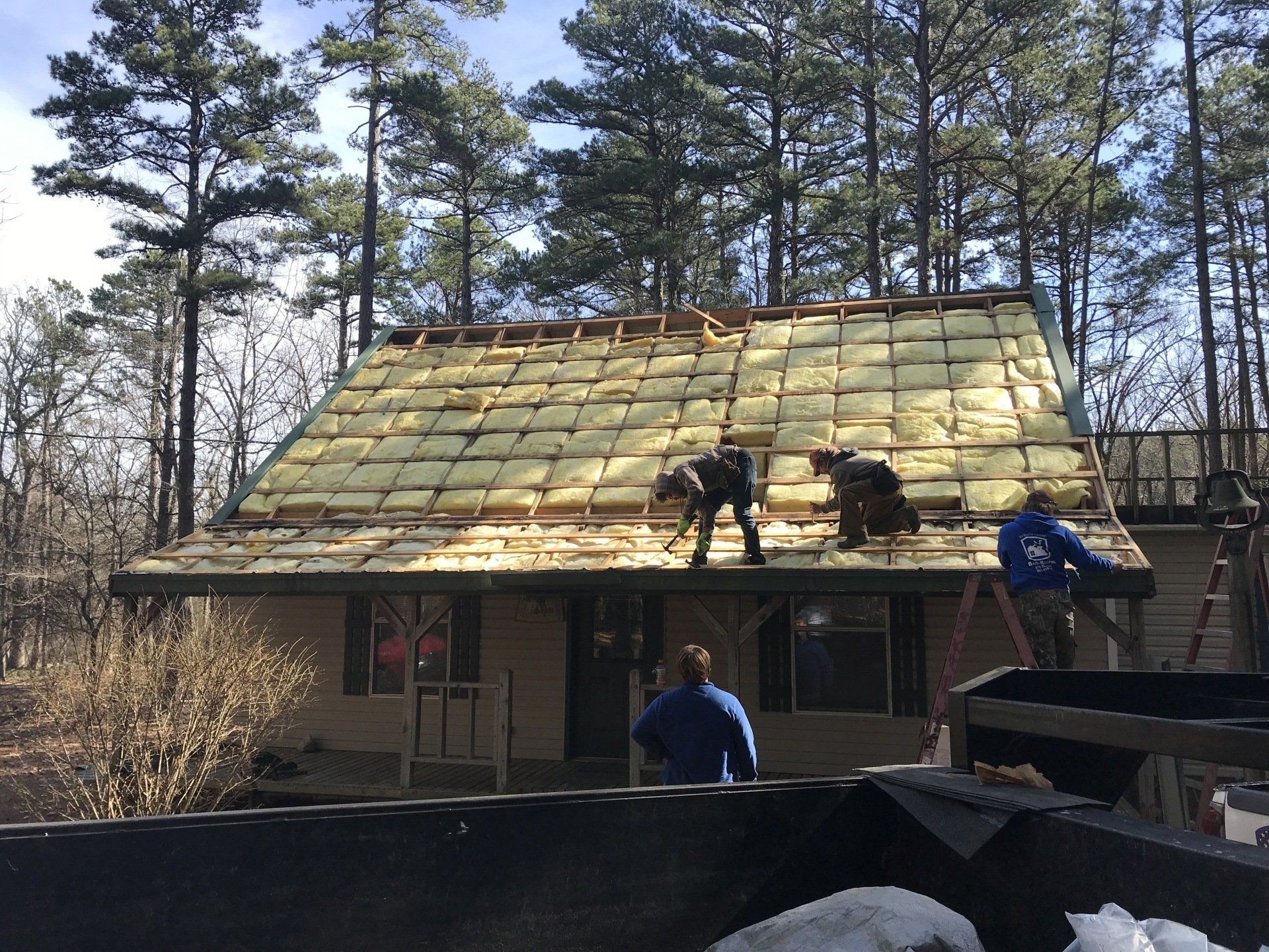 cabin roof replacement in progress