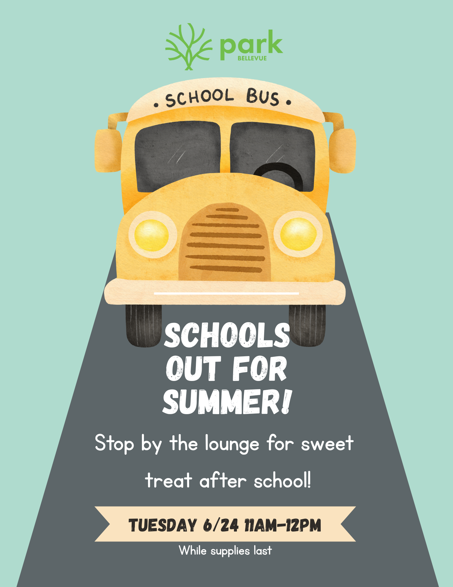 A yellow school bus is driving down a road.