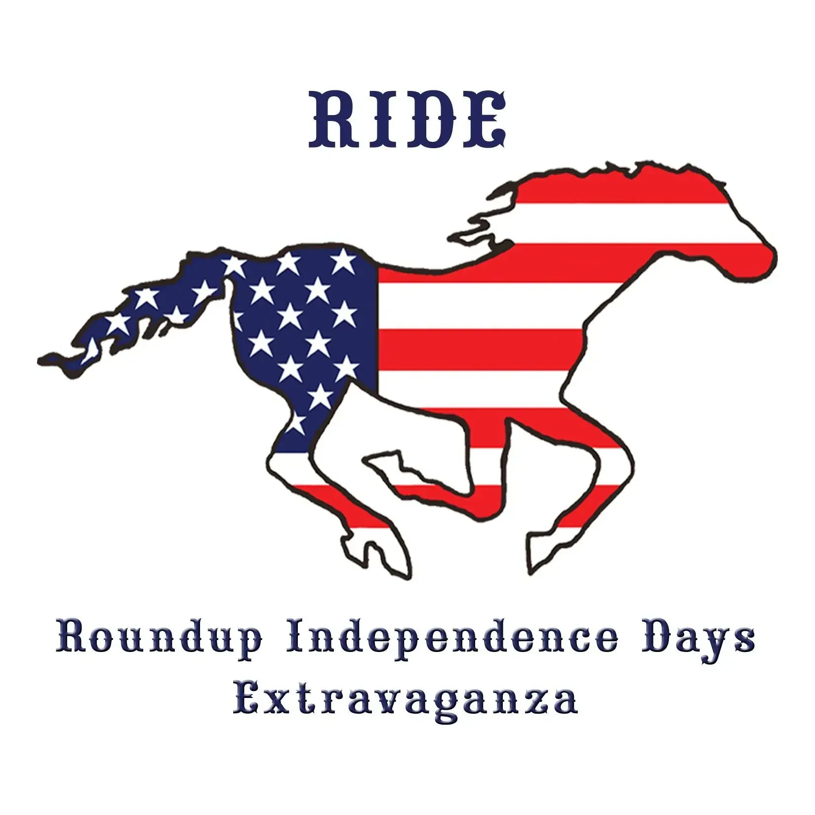 Horse silhouette with American flag design,