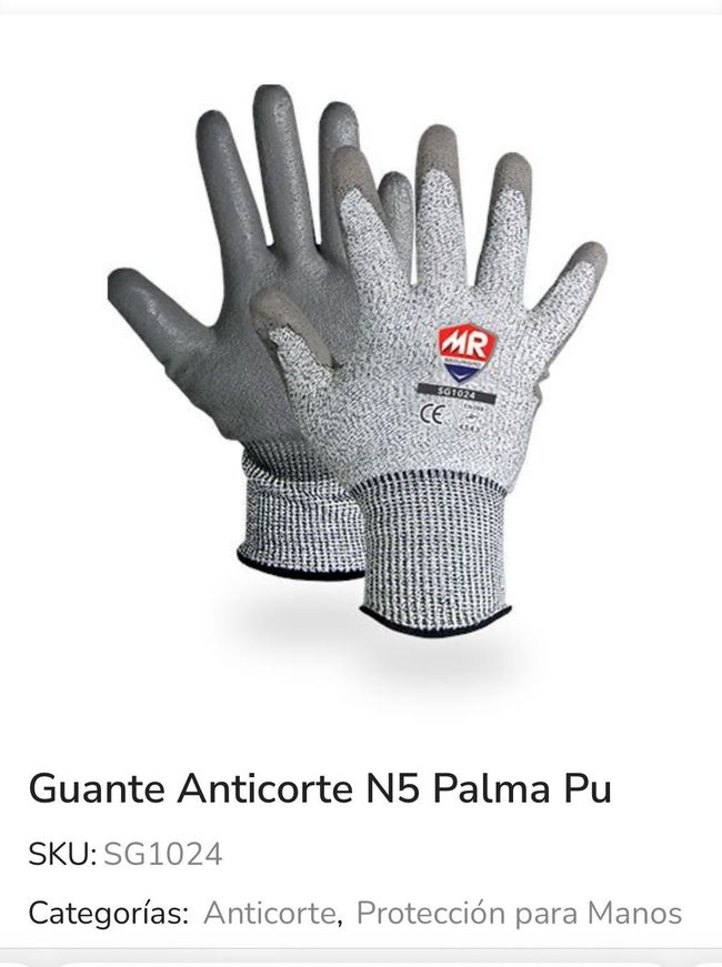 Un par de guantes resistentes al corte sobre un fondo blanco.