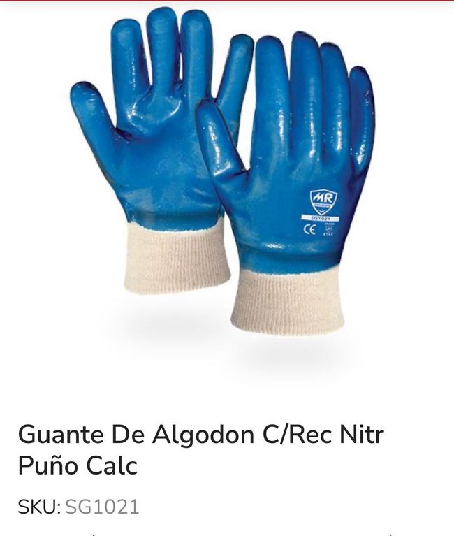 A pair of blue gloves that say guante de algodon c / rec nitro puño calc