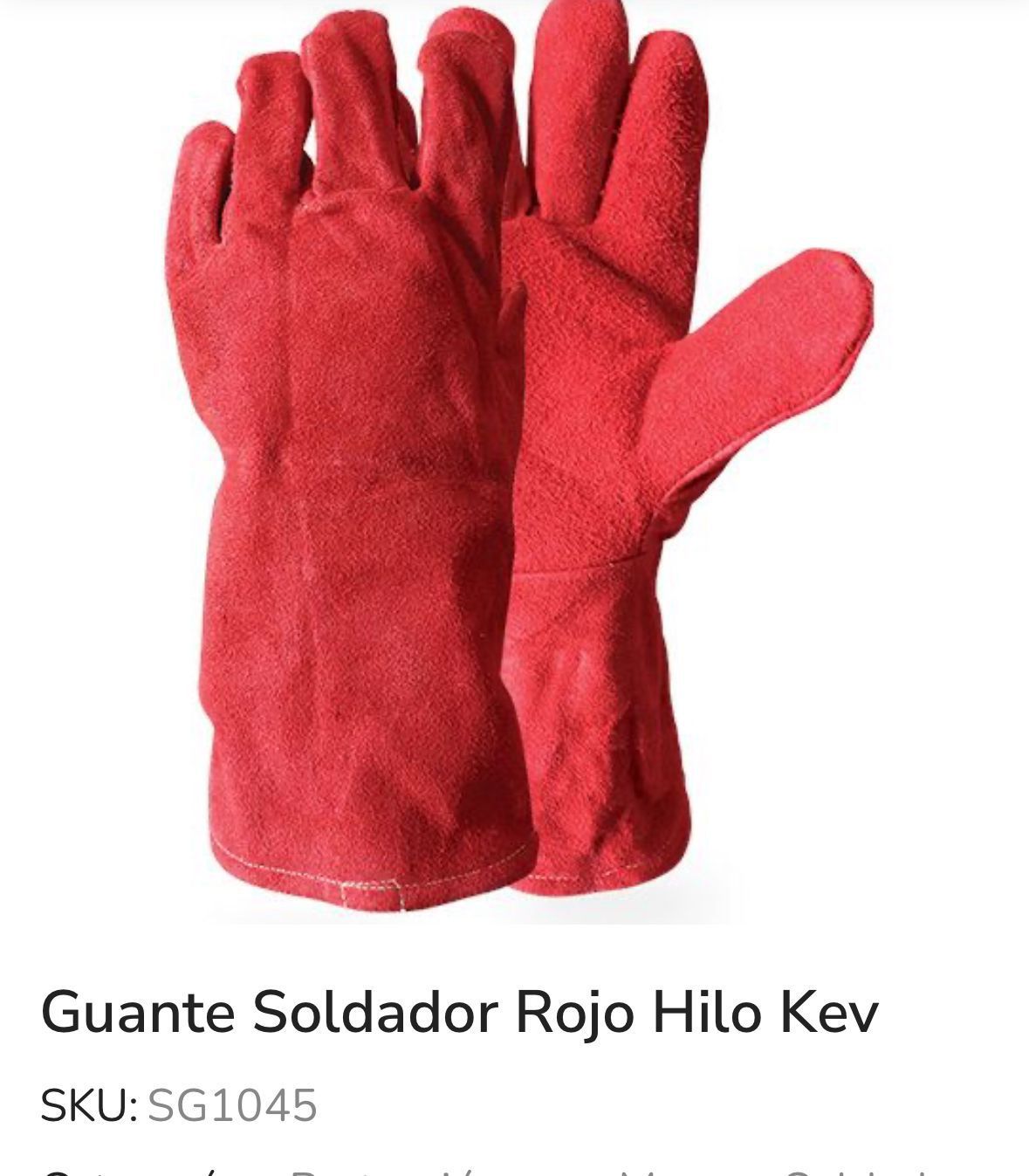 Un par de guantes de soldadura rojos sobre un fondo blanco.