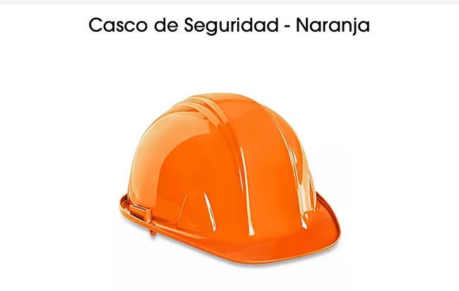 Un casco de seguridad naranja con las palabras casco de seguridad naranja en la parte inferior