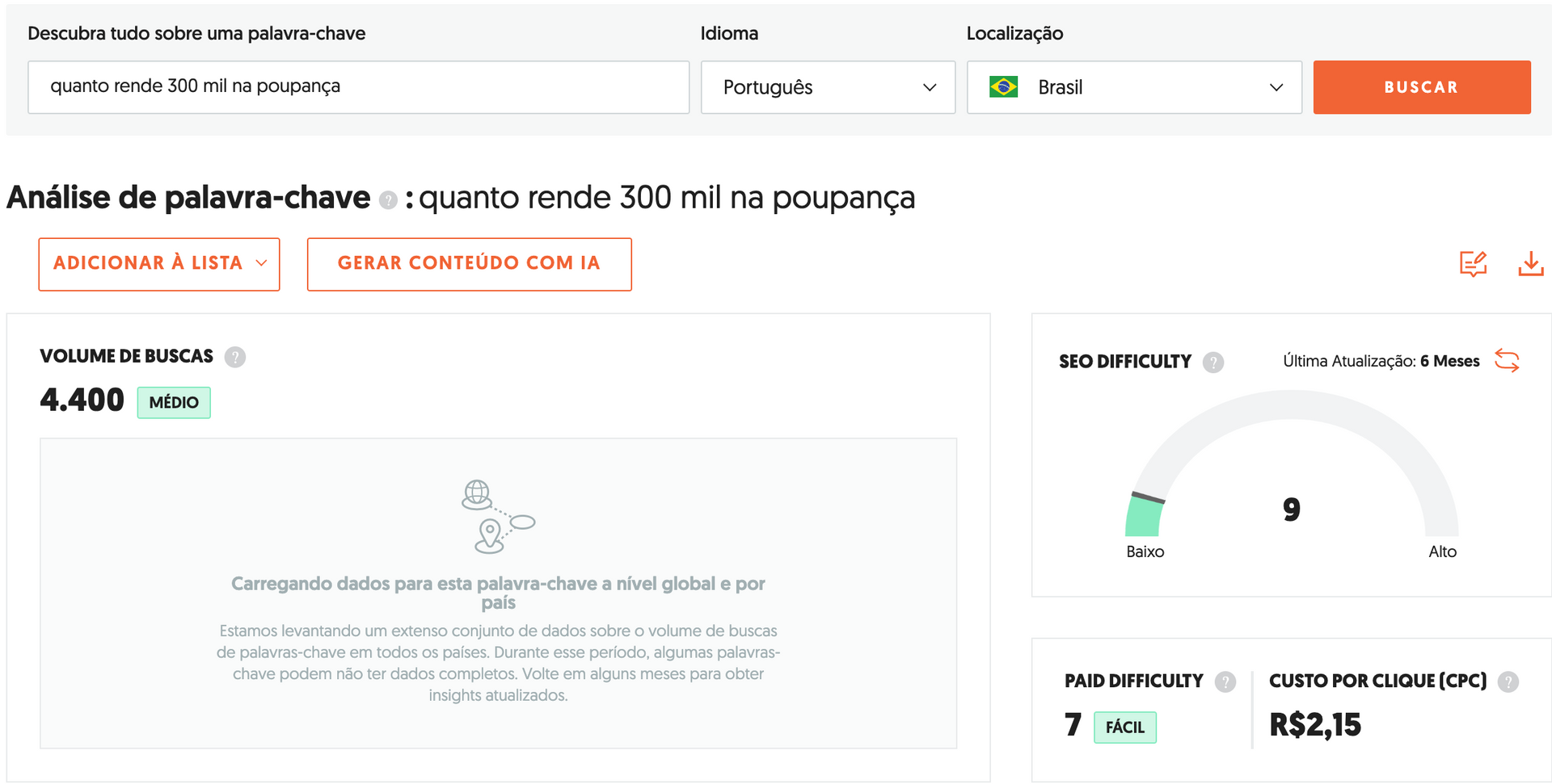 Pesquisa Ubersuggest - Quanto Rende 300 mil na Poupança - ADLOCAL