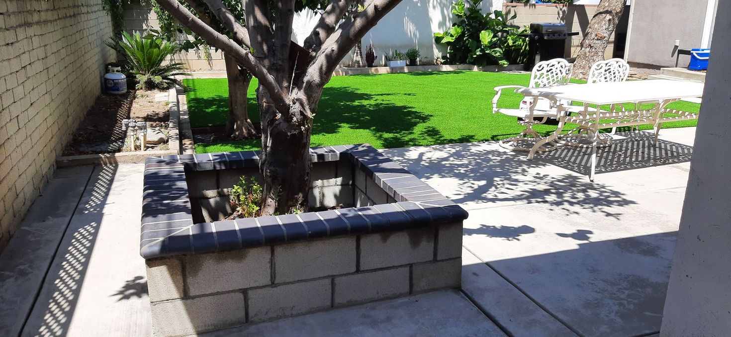 block planter and artificial grass