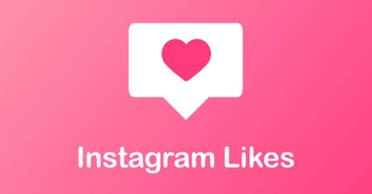 A pink background with a heart in a speech bubble and the words instagram likes.