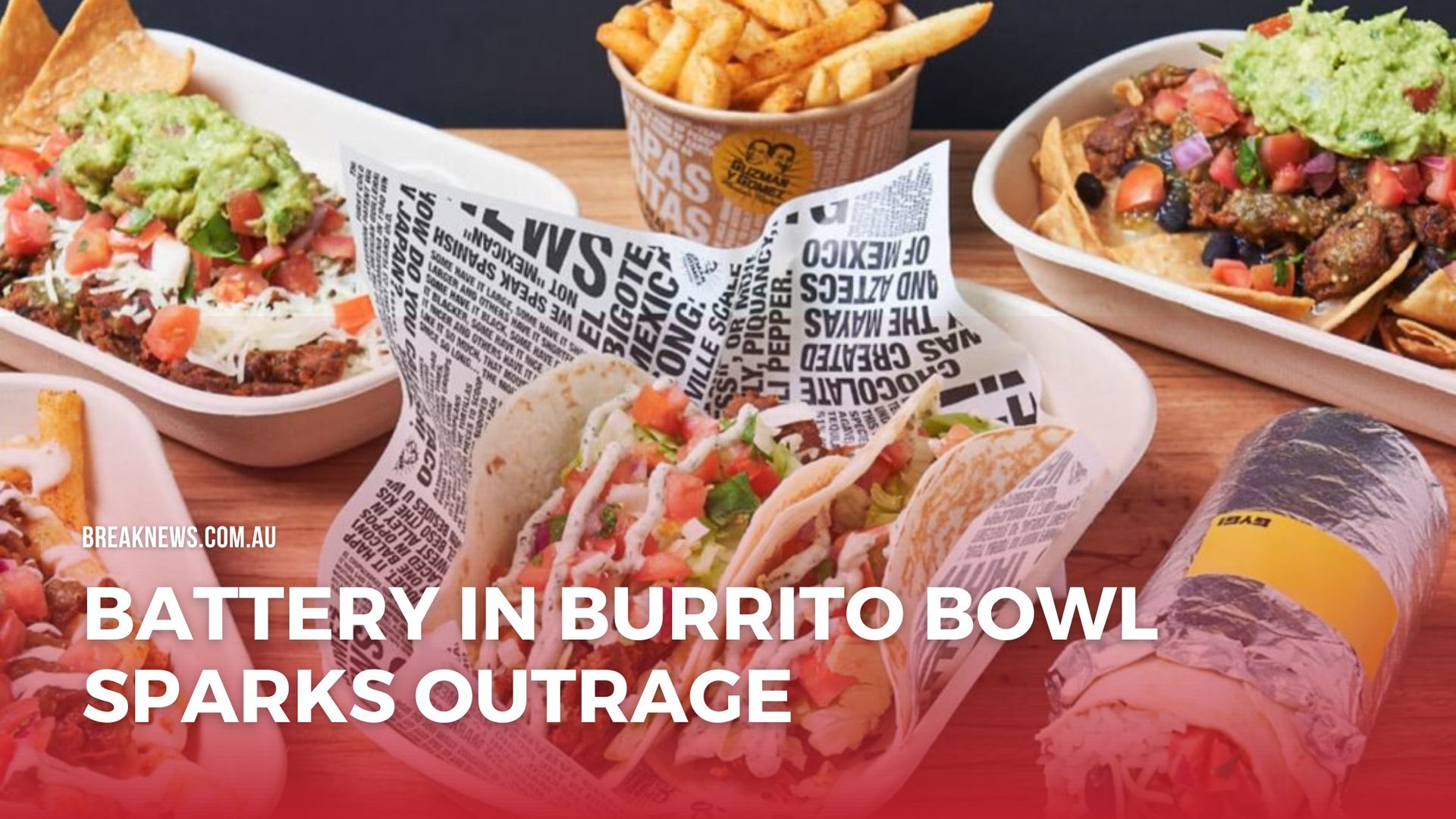 Close-up of a Guzman Y Gomez burrito bowl highlighting the food safety incident involving a discovered button battery.