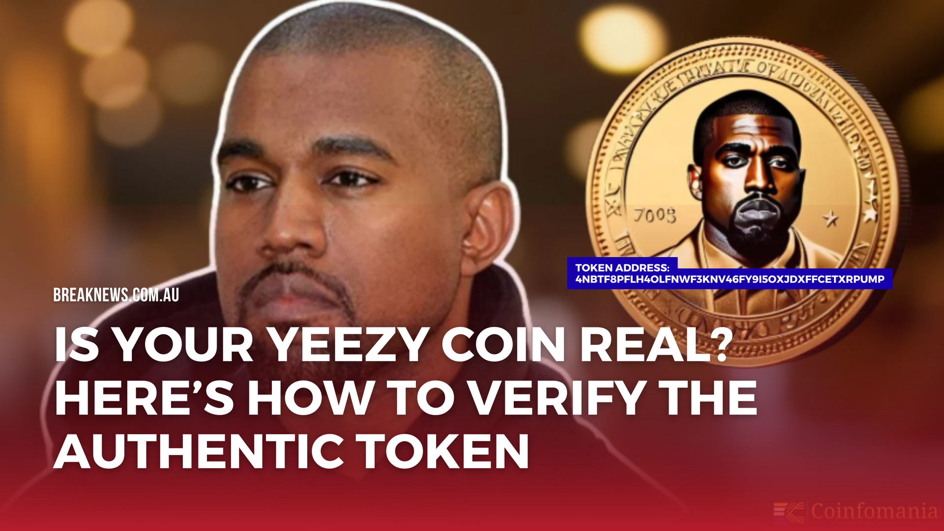 Screenshot of Yeezy Coin YZY token address on Solana blockchain explorer for verifying authenticity
