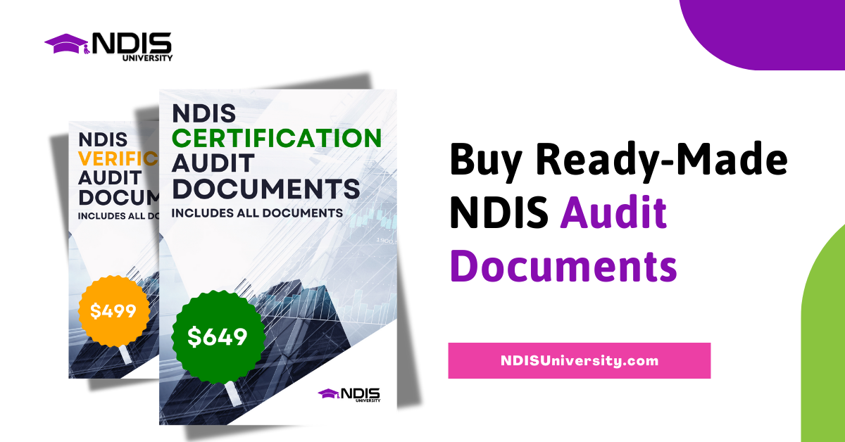 A poster that says buy ready-made ndis audit documents '' by NDIS university