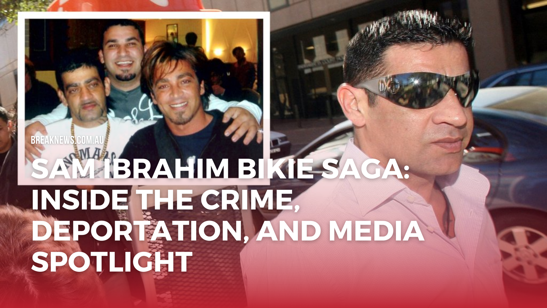 Sam Ibrahim, former Nomads bikie gang president, escorted by police during high-security interstate prison transfer.