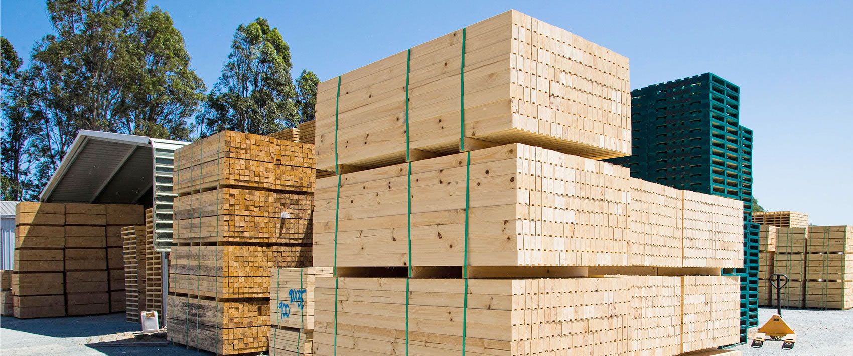 Stacks of Wooden Pallets at Buffalo, NY Jobsite