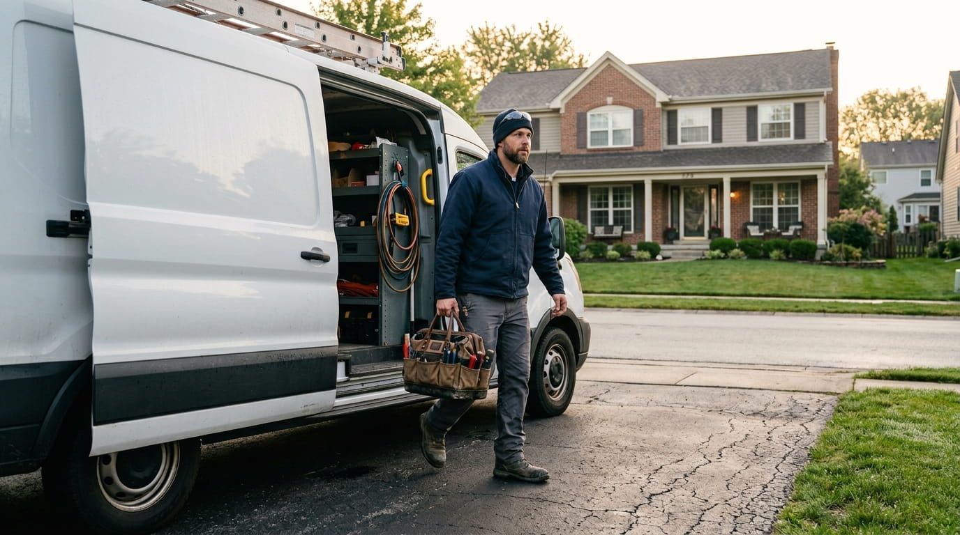 Technician responding to a service call