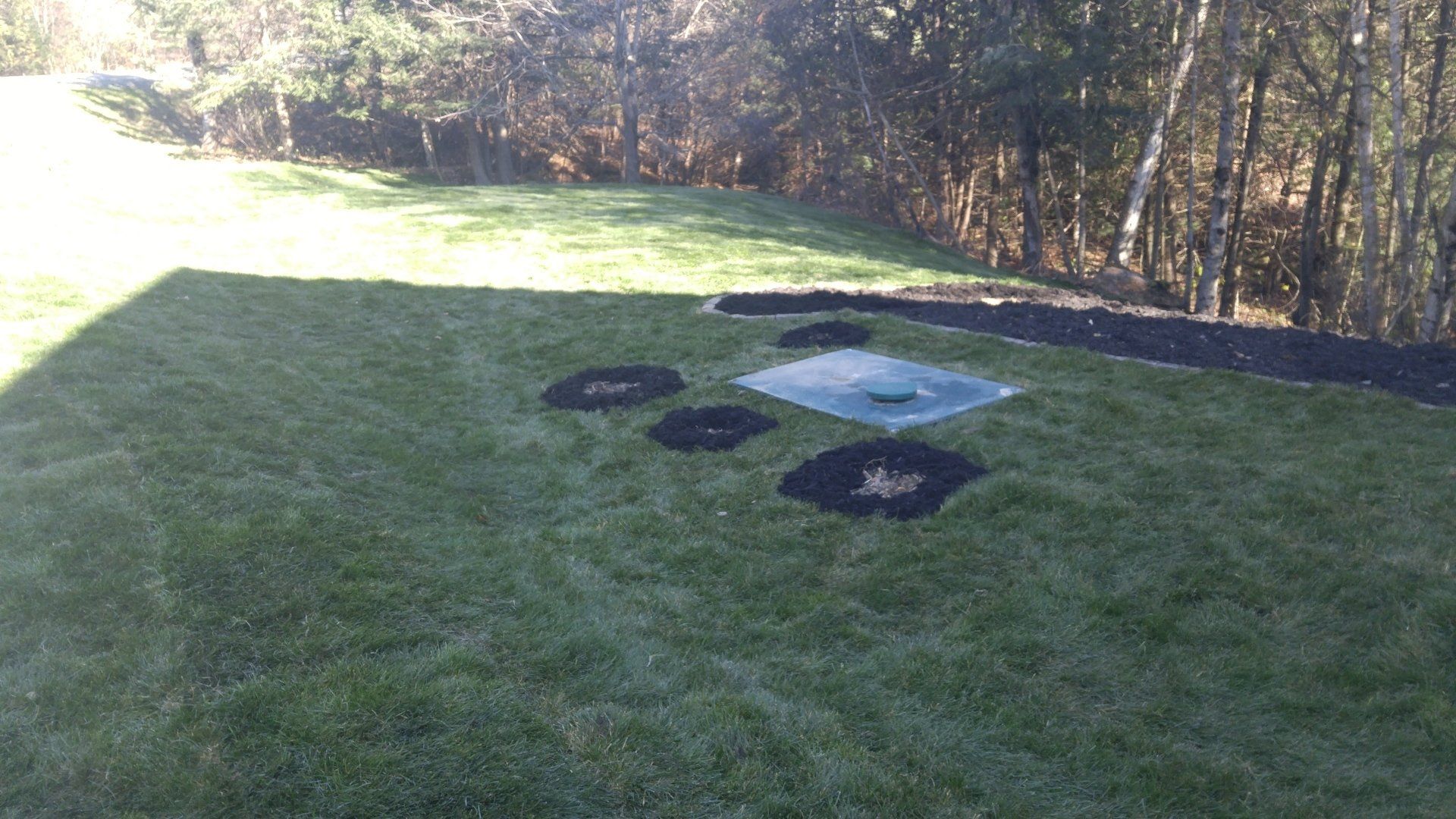 cour excavée avec des trous dedans