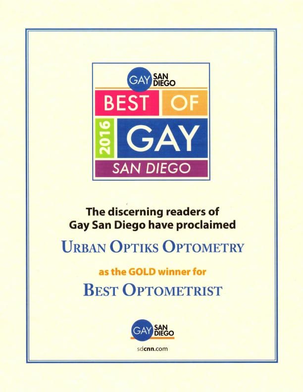 2016 Best of Gay San Diego Award for Best Optometrist
