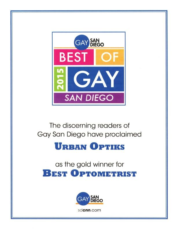 2015 Best of Gay San Diego Award for Best Optometrist