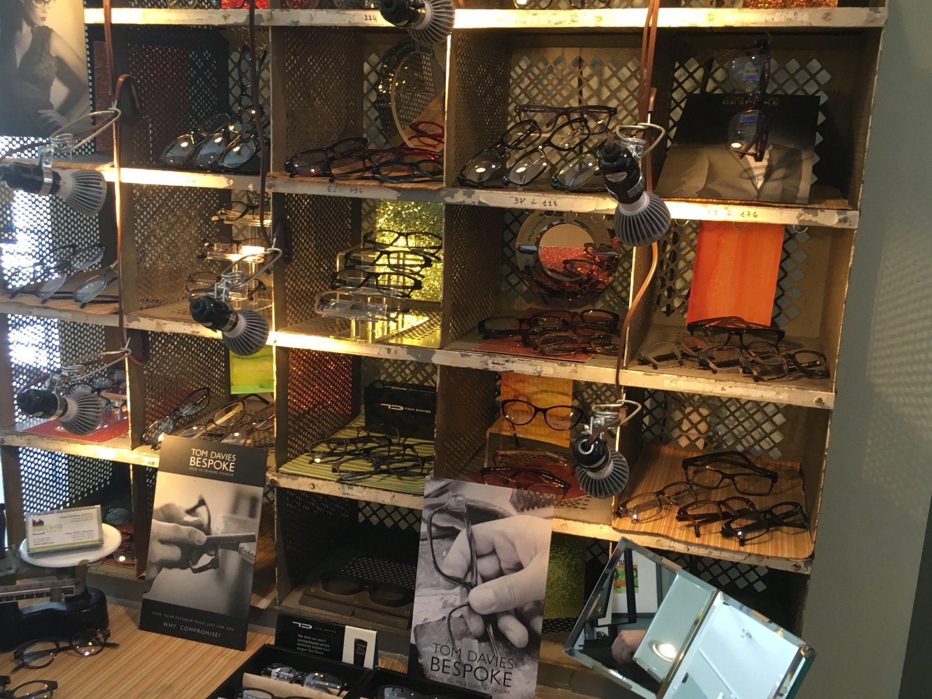 Displays of frames at Gold & Wood and Tom Davies Trunk Show