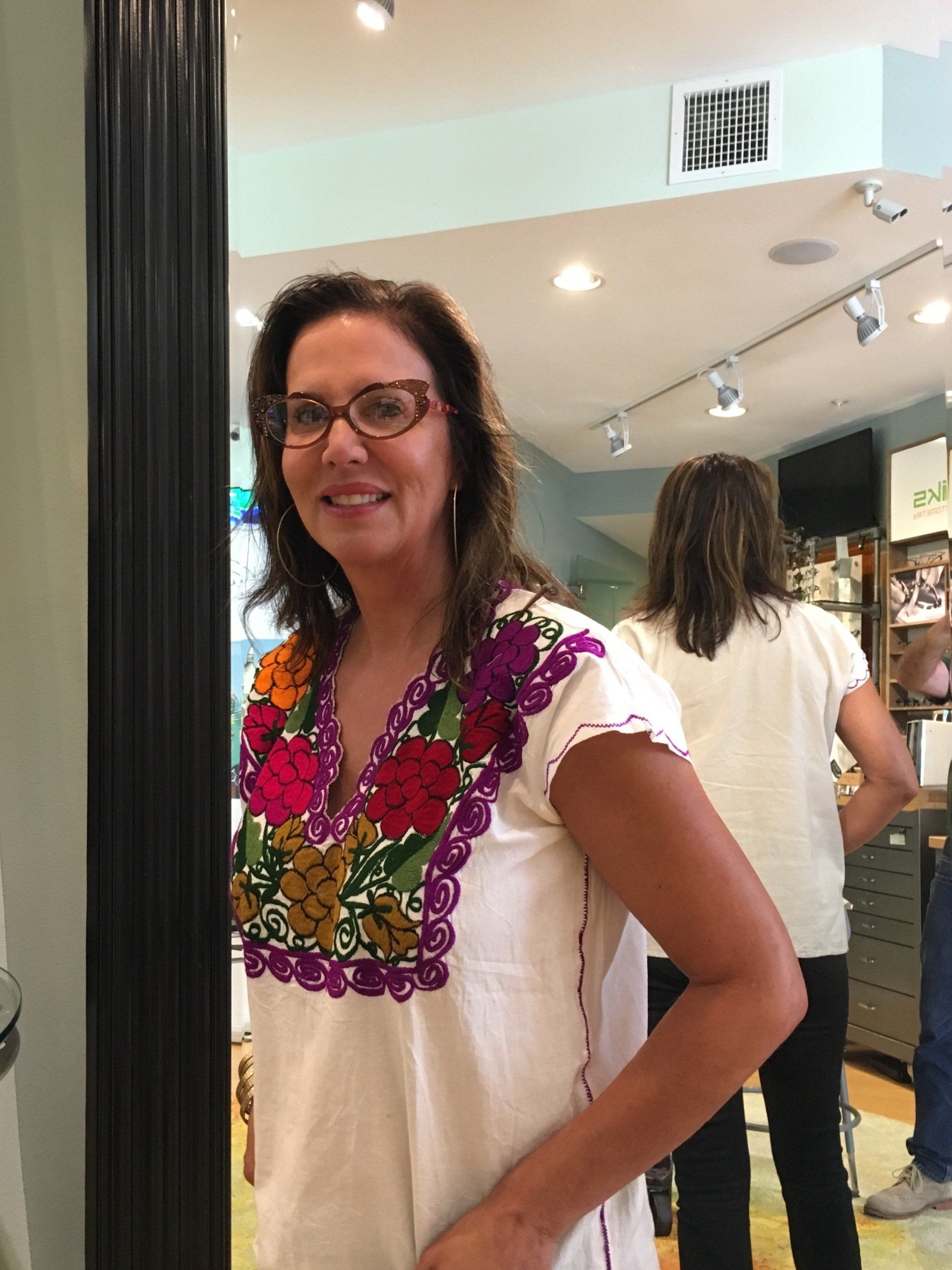 Person modeling frames at 2017 Francis Klein Trunk Show