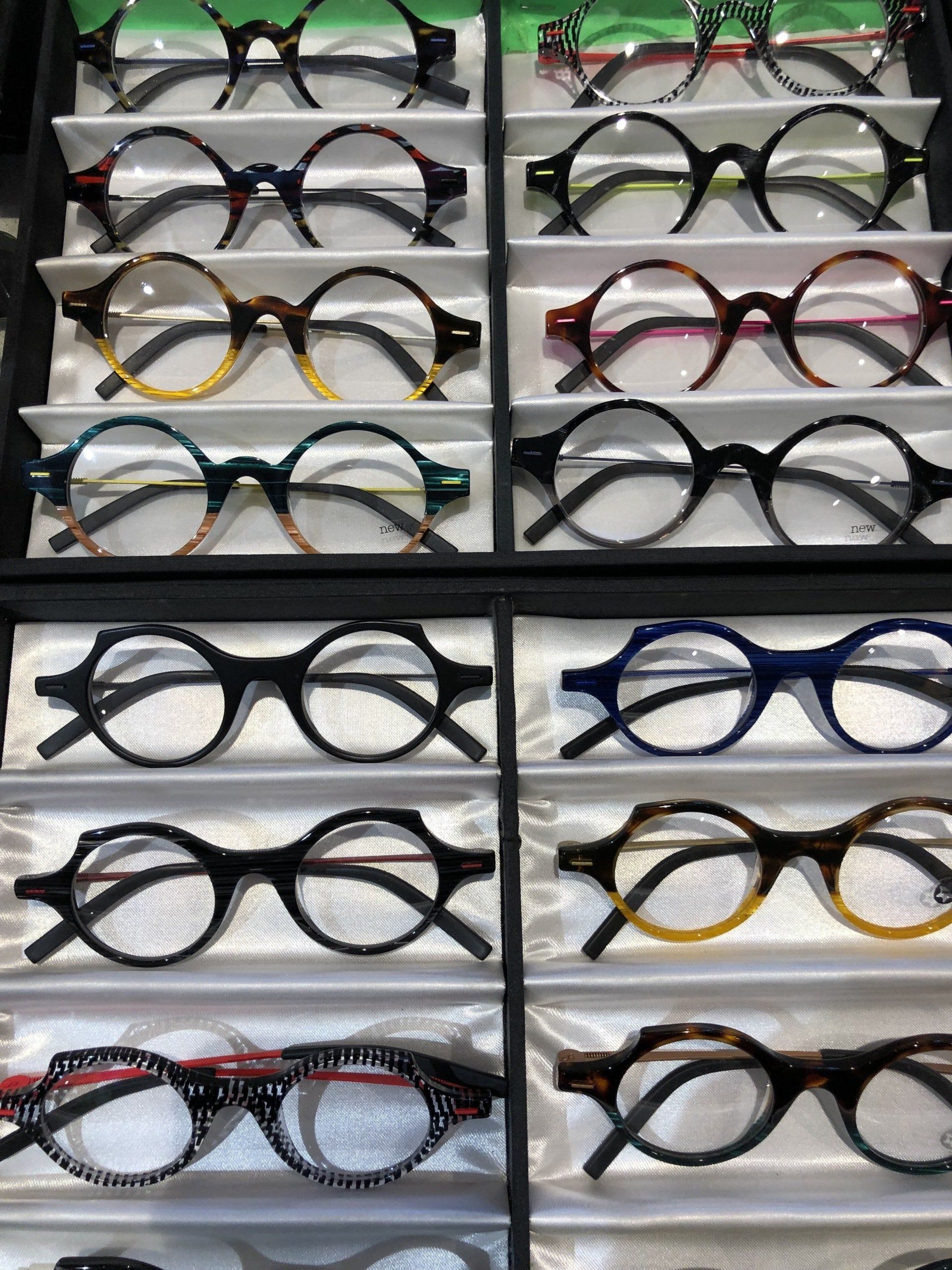 Display boxes of many Theo frames at Theo Trunk Show Event