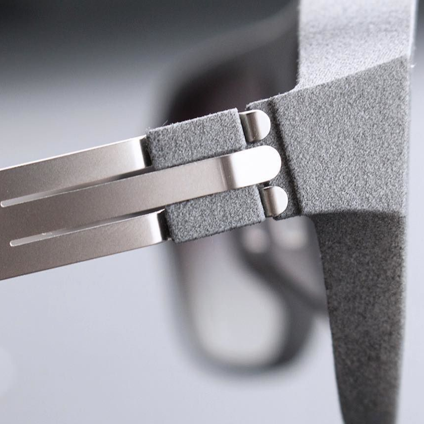 Close up of ic! berlin anchor hinge on eyeglass frame