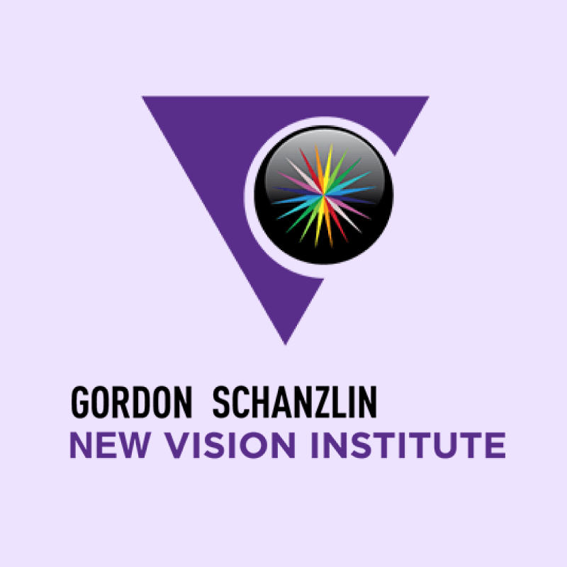 Gordon Schanzlin New Vision Institute Logo on a light purple background