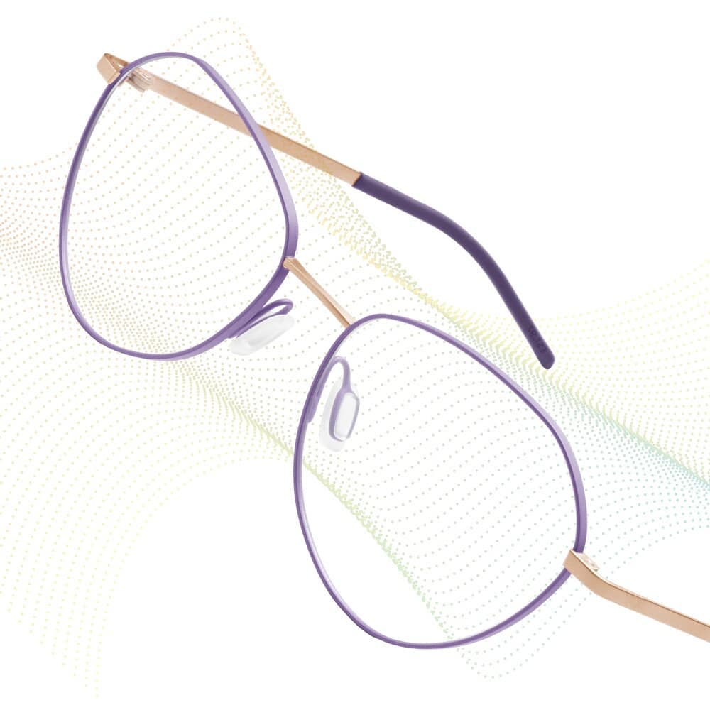 Purple rimmed Orgreen frame with gold temples
