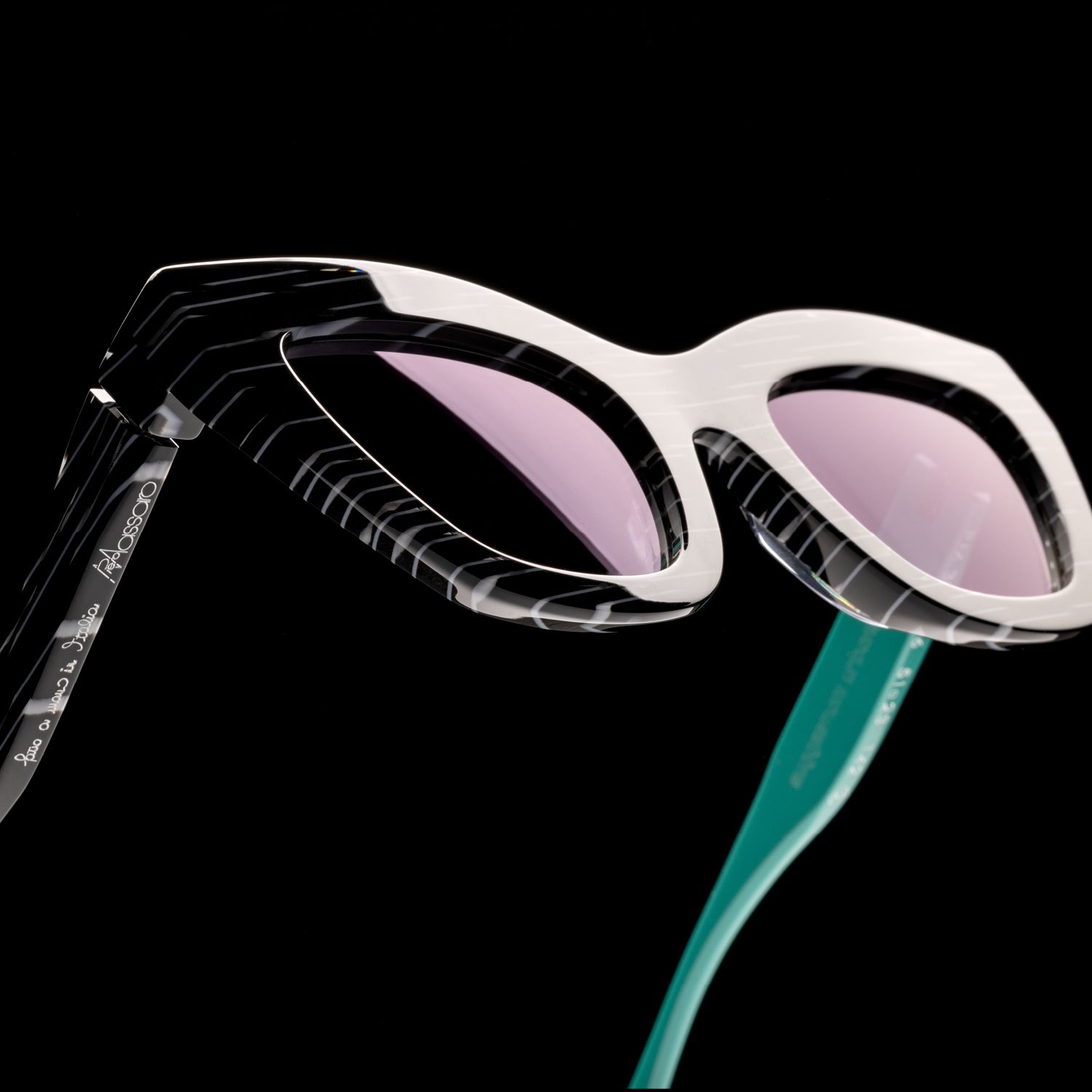 A pair of Pieroo Massara glasses in black and teal