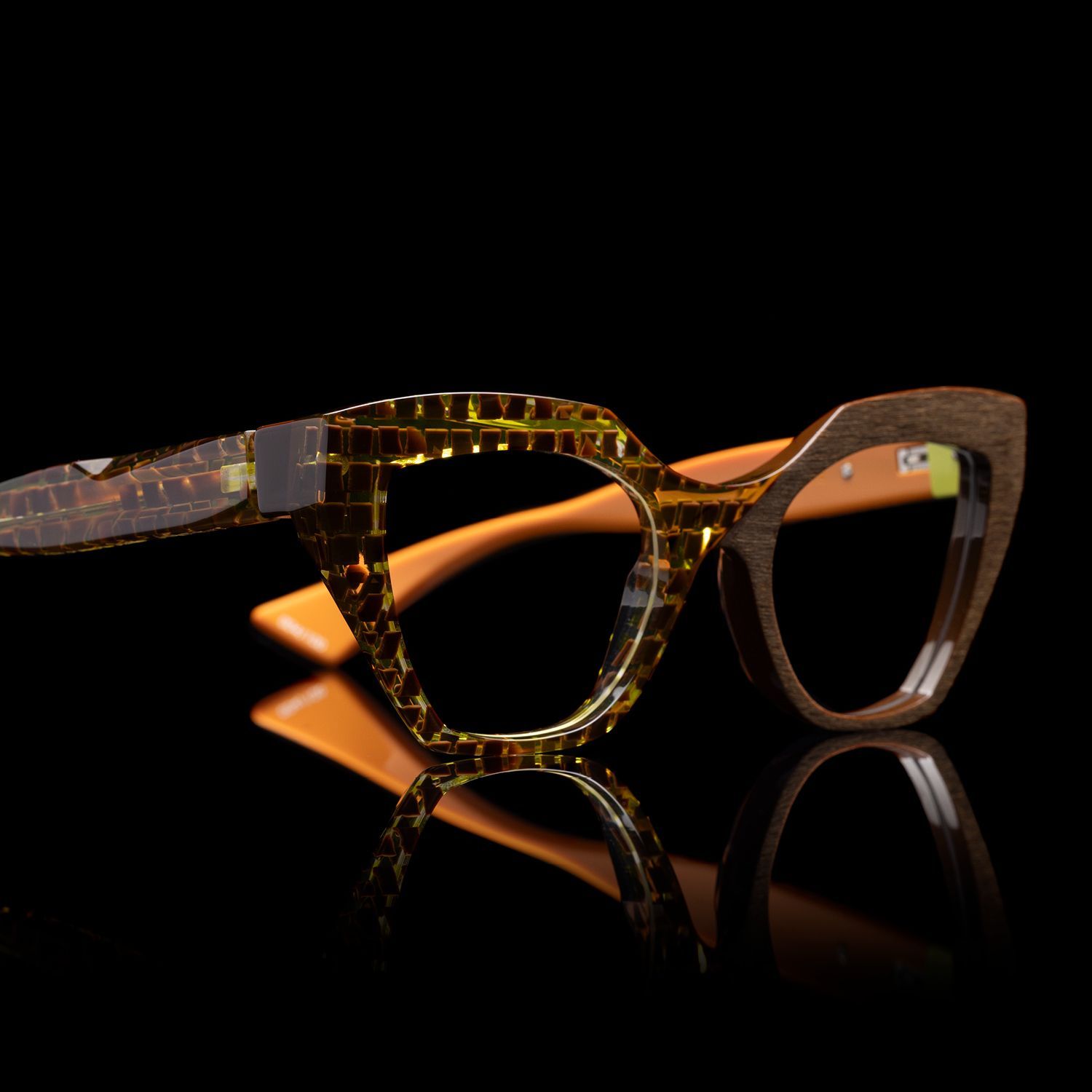 A pair of Pieroo Massara glasses in brown and orange