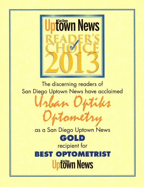 2013 Best of Uptown News Award for Best Optometrist
