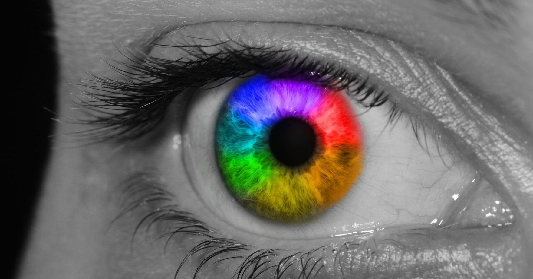 Human eye with rainbow colors