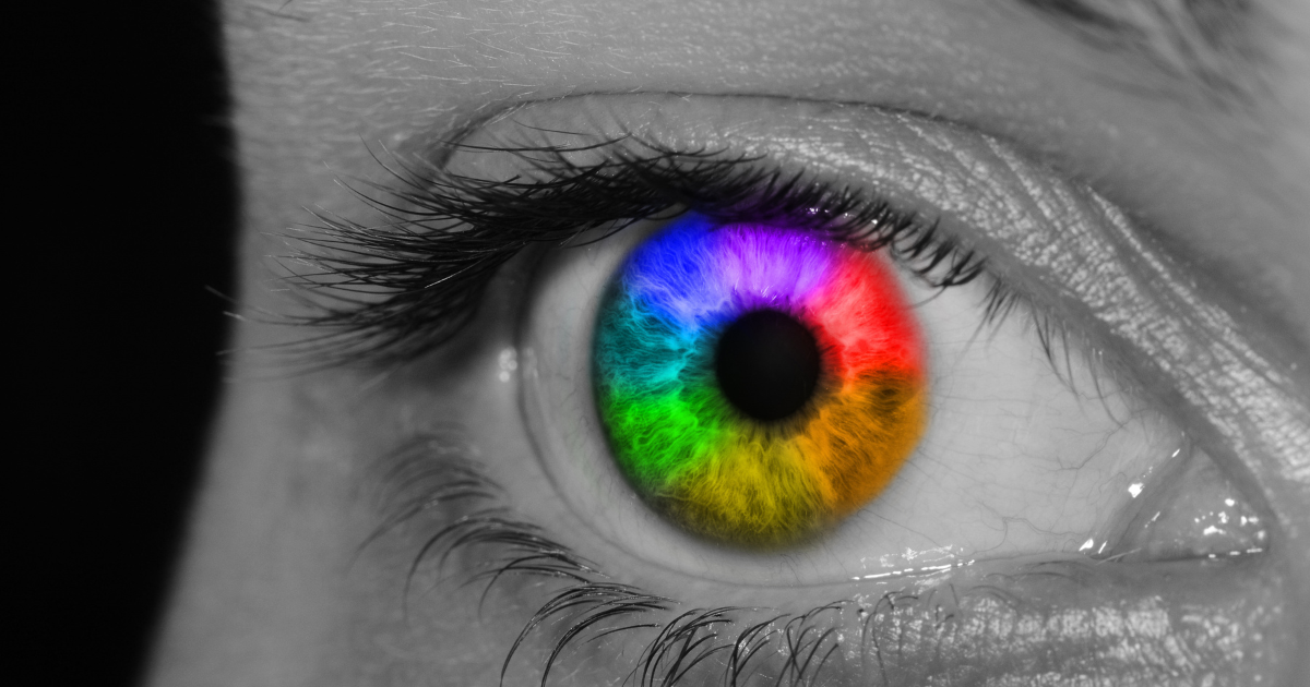 Human eye with rainbow colors