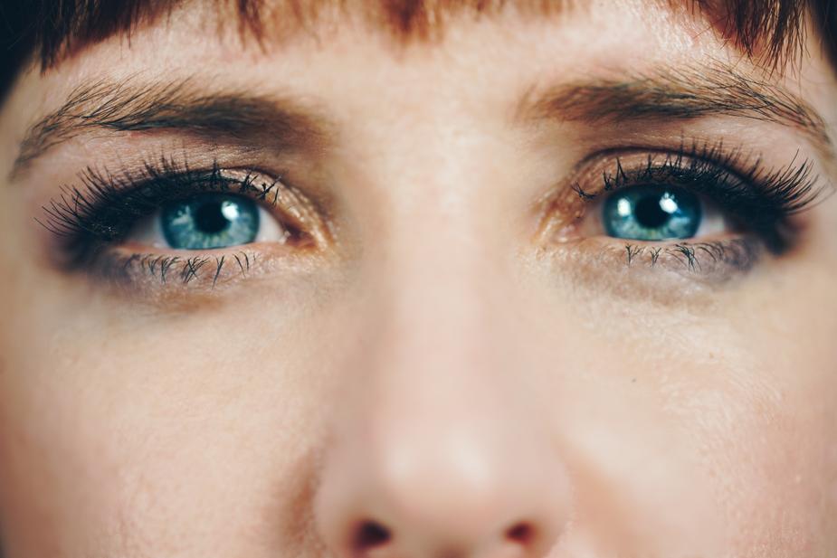 Close up of a person’s face highlighting nose and eyes