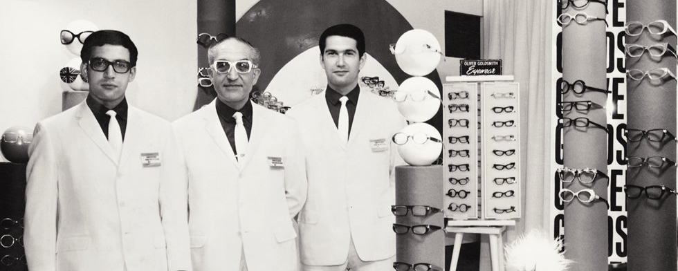 Oliver Goldsmith and his two sons in their first optical store