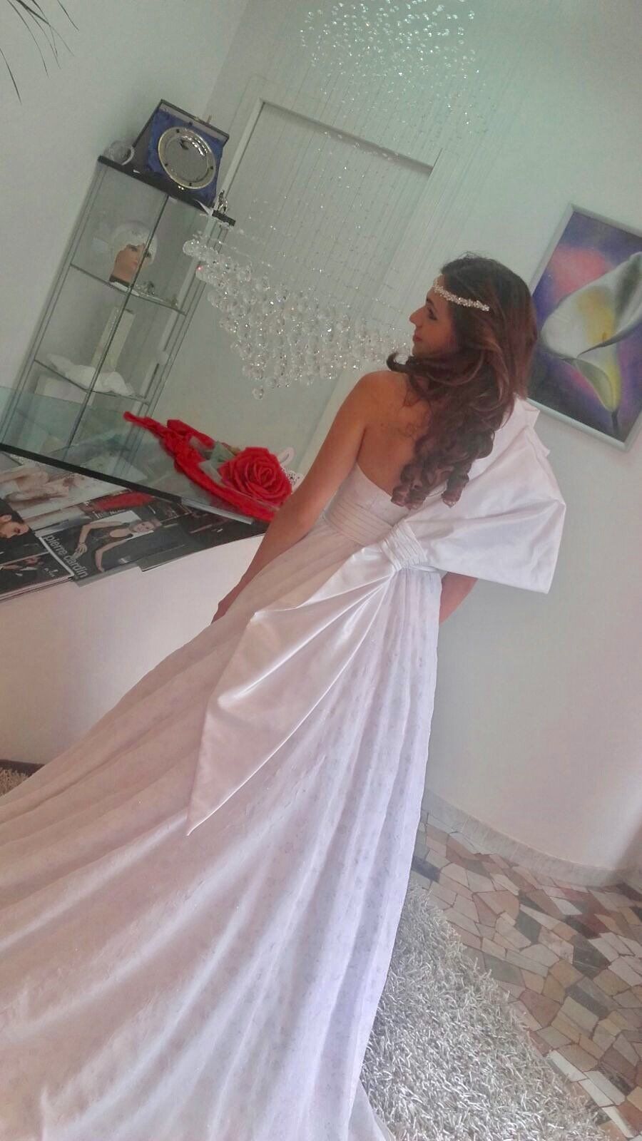 Abito da sposa modello Giorgia, dettaglio del fiocco