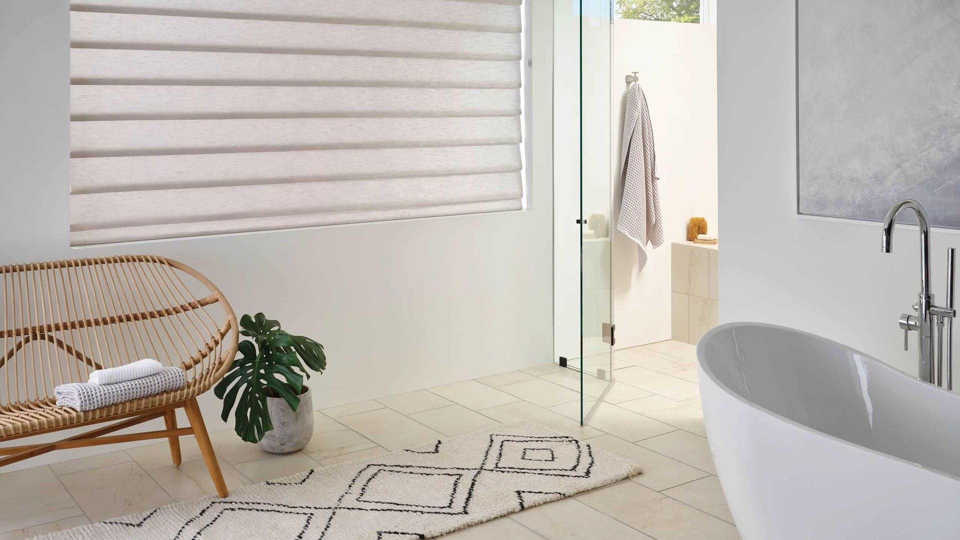 Hunter Douglas Vignette® Roman Shades in bathroom