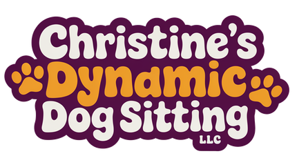 Logo for Christine's Pet Sitting: blue paw print above, dark blue text 