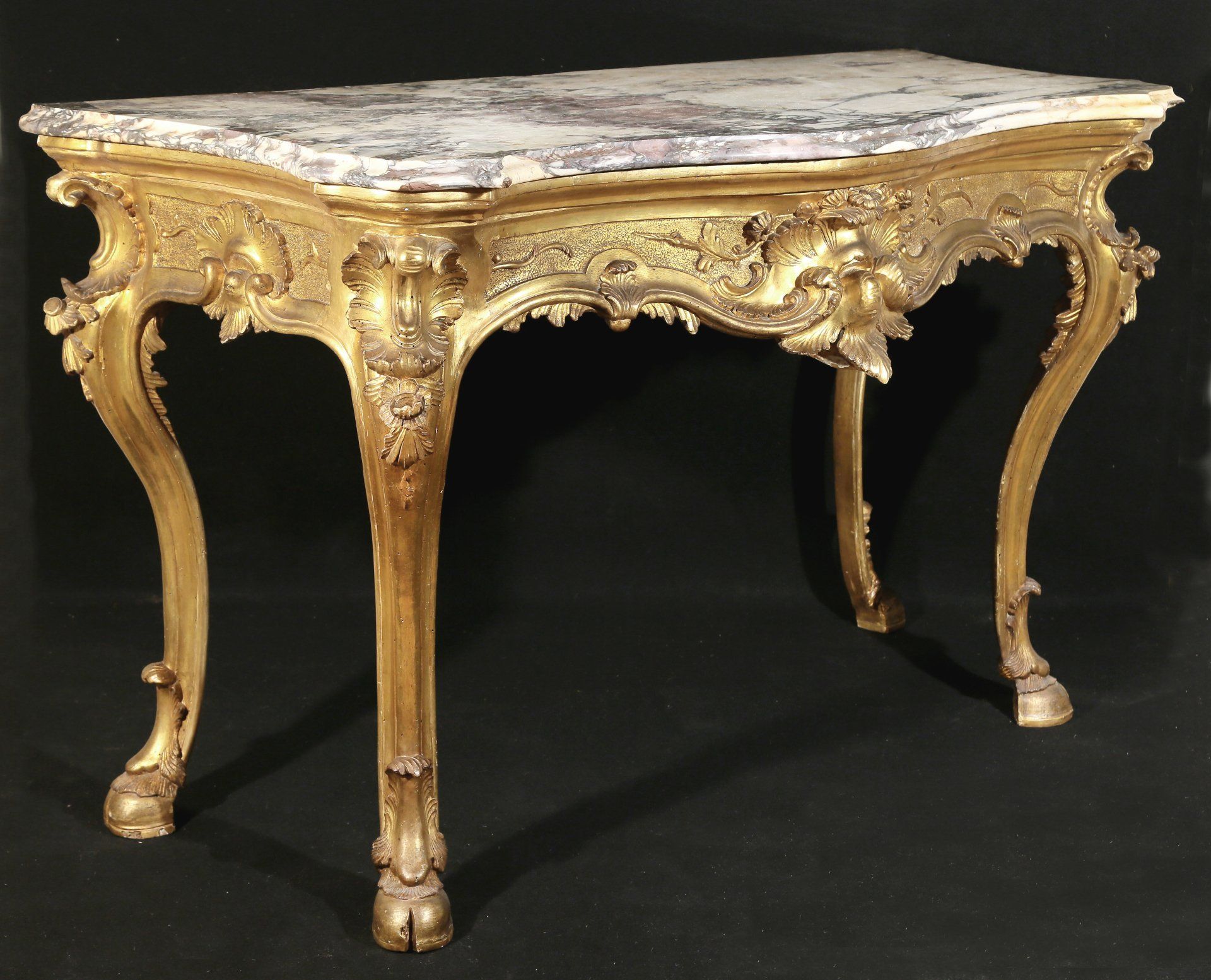 Arte napoletana sec. XVIII (stile Luigi XV): Consolle con piano sagomato;