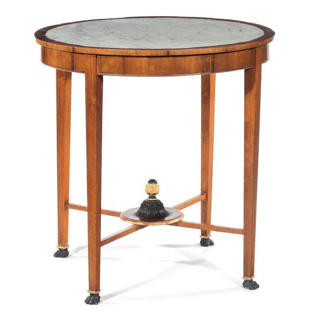 Tavolino tondo in Stile Impero in legno chiaro XX secolo