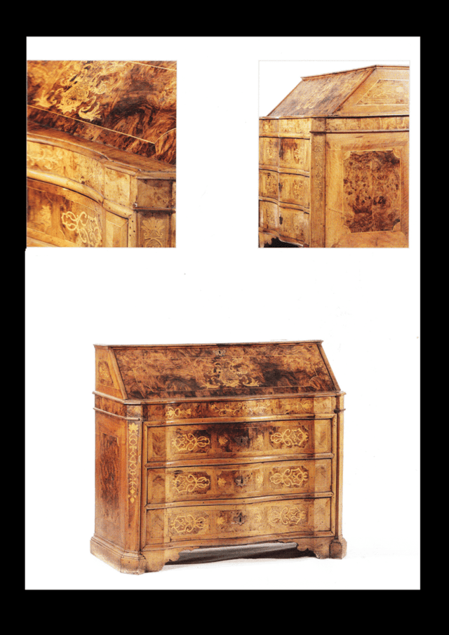 Calatoia lastronata in noce decorata, Secolo XVIII