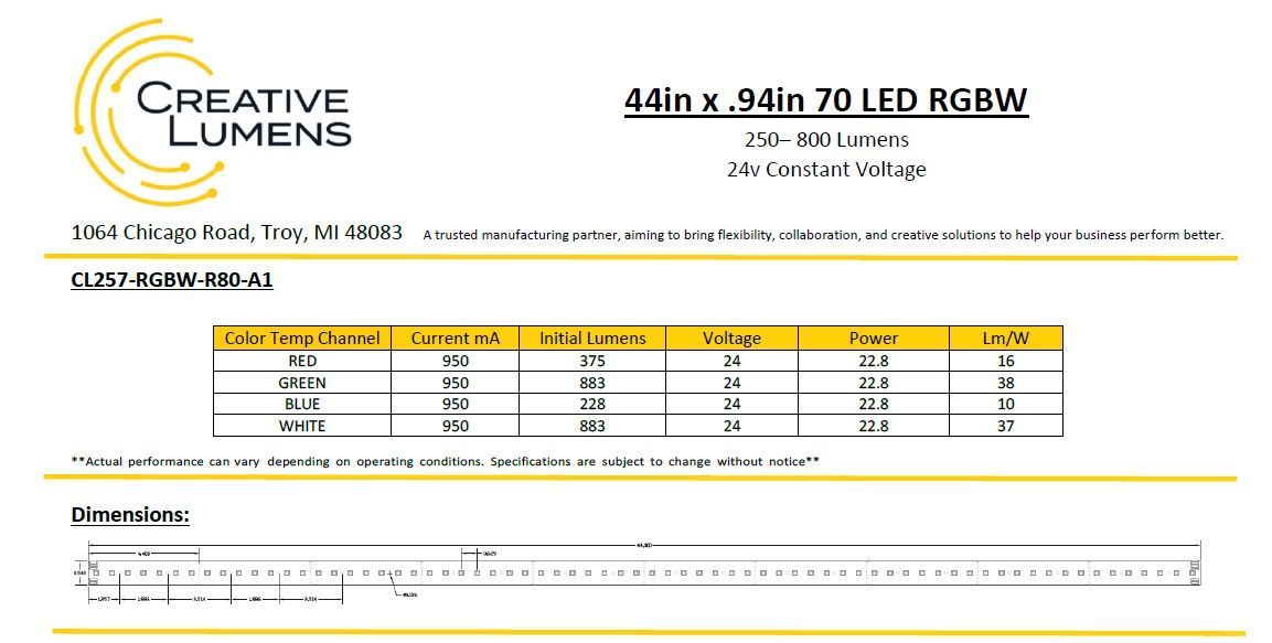 44in linear 70 LED
