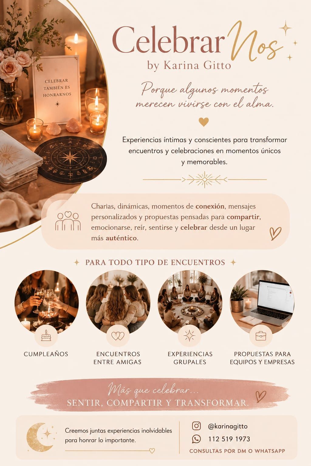 Folleto de celebración floral en color beige para un evento femenino