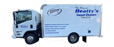 Beatty’s upholstery cleaning van in Williamsburg, PA