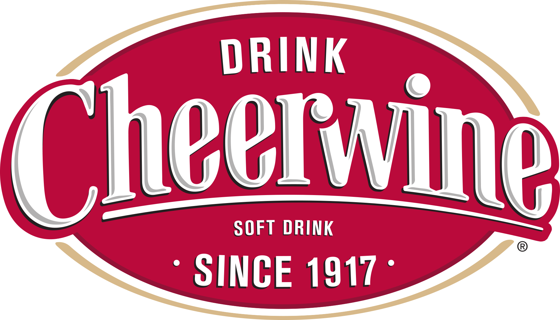 A red and white logo for cheerwine soft drink since 1917