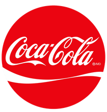A coca cola logo in a red circle on a white background