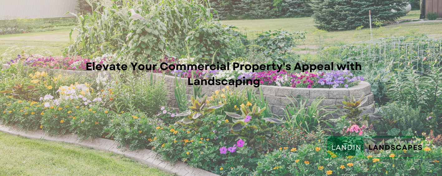 A lush green garden with flowers and a stone wall.